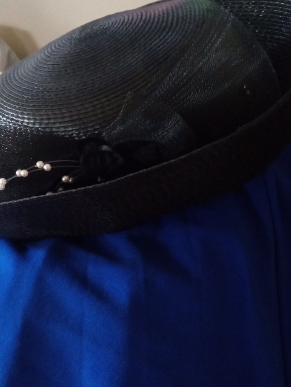 $15>>🖤Black Women's Wide-Brim Decorative Hat with A Pearl Accent Sm Hat. 2 Hats